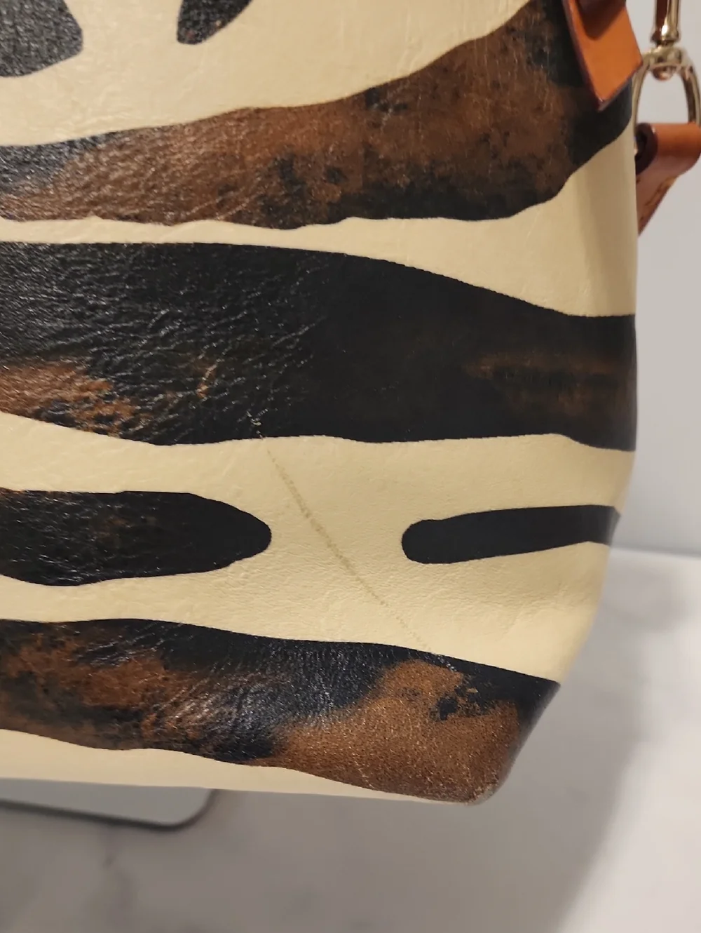 Dooney & Bourke Florentine Vacchetta Vintage Zebra Print Leather  Purse